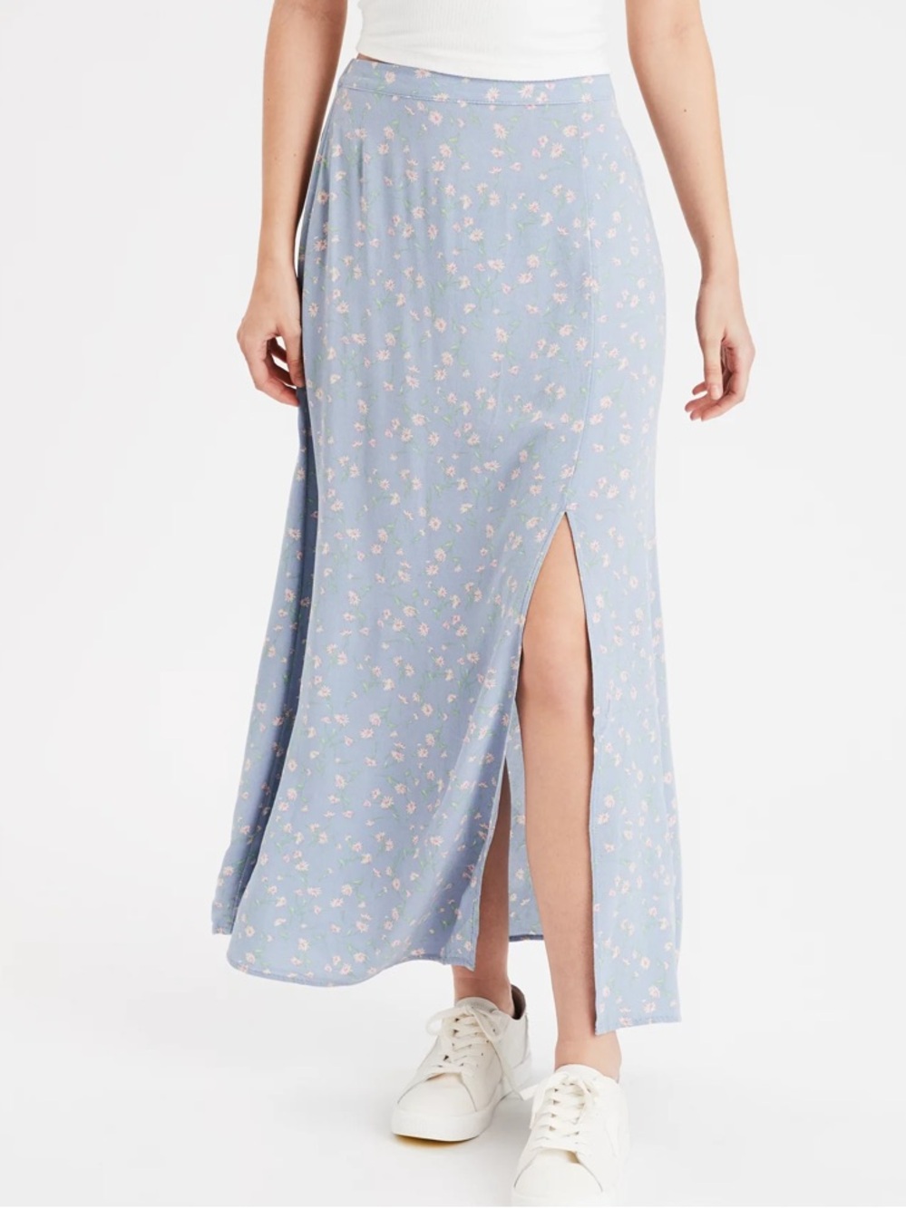 American Eagle Outfitters AE High-Waisted Floral Slit Midi Skirt Small